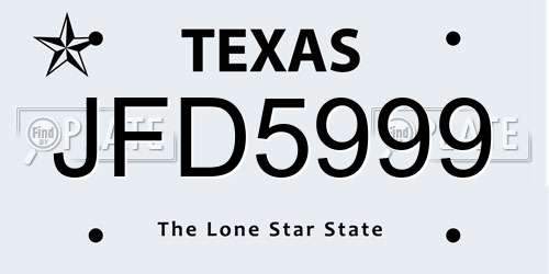 JFD5999 Texas License Plate