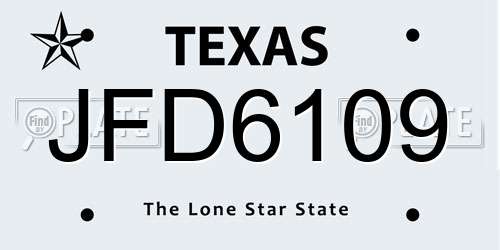 JFD6109 Texas License Plate