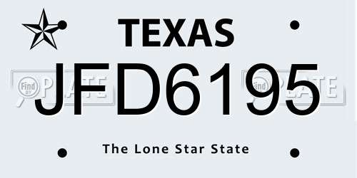 JFD6195 Texas License Plate