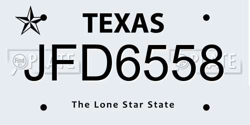 JFD6558 Texas License Plate