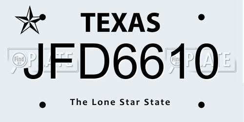 JFD6610 Texas License Plate