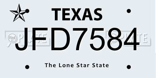 JFD7584 Texas License Plate
