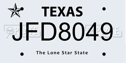 JFD8049 Texas License Plate