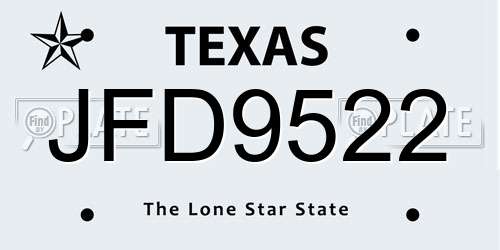 JFD9522 Texas License Plate