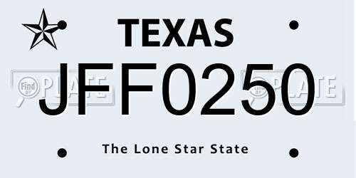 JFF0250 Texas License Plate