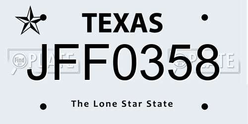 JFF0358 Texas License Plate