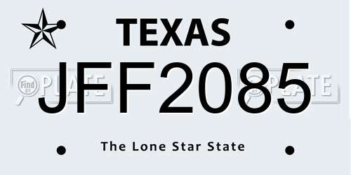 JFF2085 Texas License Plate