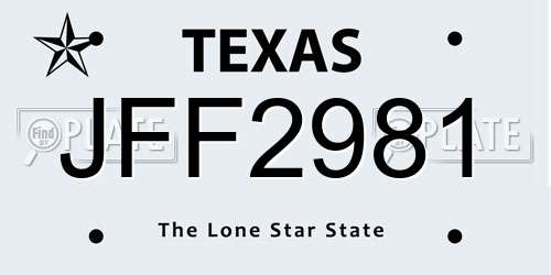 JFF2981 Texas License Plate