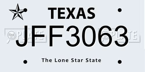 JFF3063 Texas License Plate