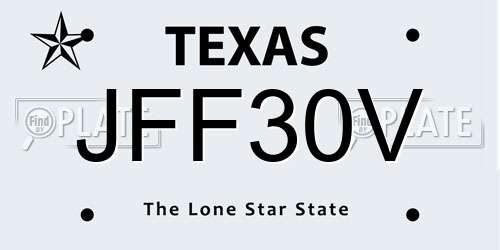 JFF30V Texas License Plate