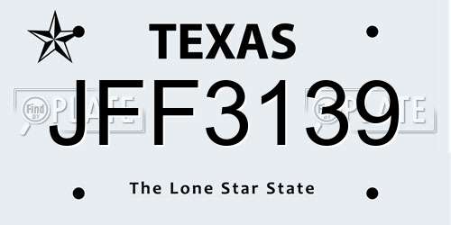 JFF3139 Texas License Plate