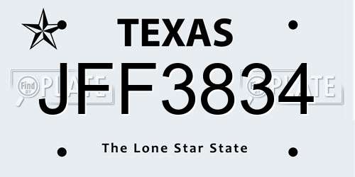 JFF3834 Texas License Plate
