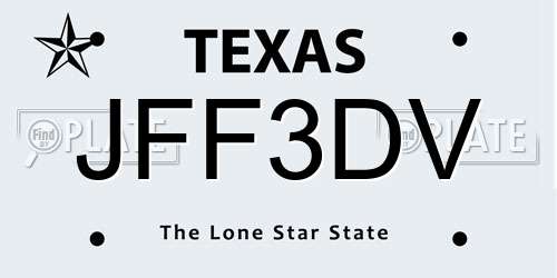 JFF3DV Texas License Plate