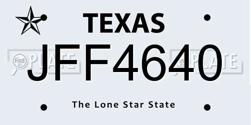 JFF4640 Texas License Plate