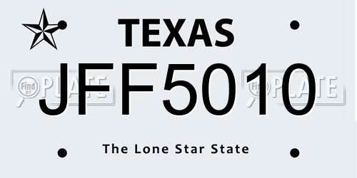 JFF5010 Texas License Plate