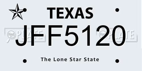 JFF5120 Texas License Plate