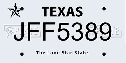 JFF5389 Texas License Plate