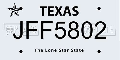 JFF5802 Texas License Plate