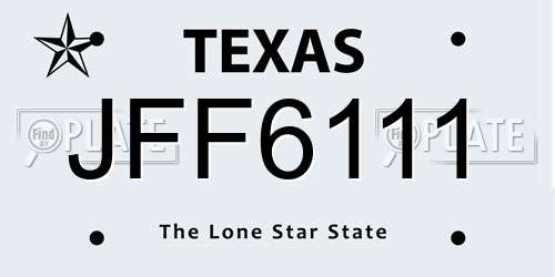 JFF6111 Texas License Plate