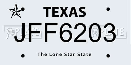 JFF6203 Texas License Plate