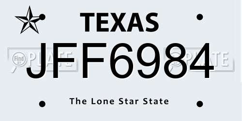JFF6984 Texas License Plate