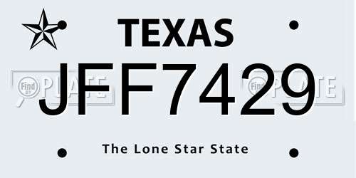 JFF7429 Texas License Plate