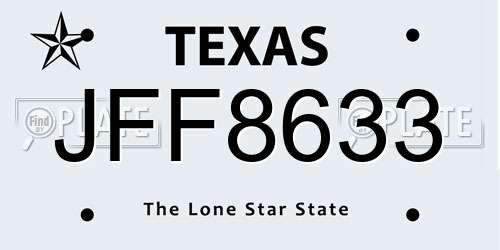 JFF8633 Texas License Plate