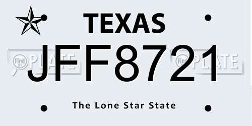 JFF8721 Texas License Plate