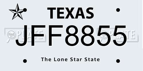 JFF8855 Texas License Plate