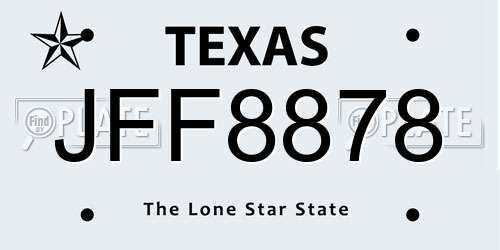 JFF8878 Texas License Plate