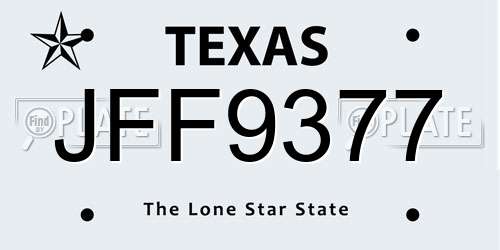 JFF9377 Texas License Plate