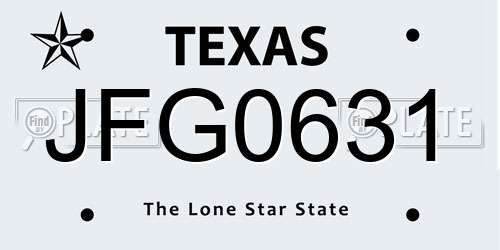JFG0631 Texas License Plate