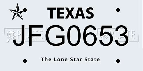 JFG0653 Texas License Plate