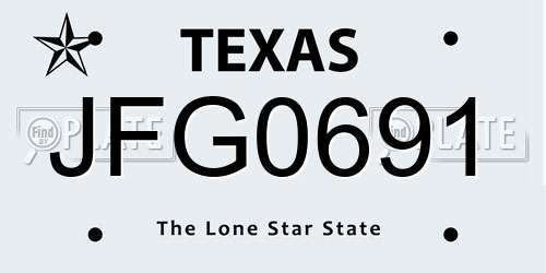 JFG0691 Texas License Plate