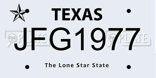 JFG1977 Texas License Plate
