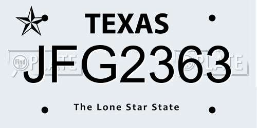 JFG2363 Texas License Plate