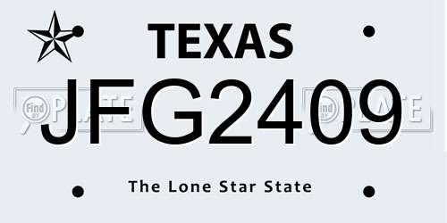 JFG2409 Texas License Plate