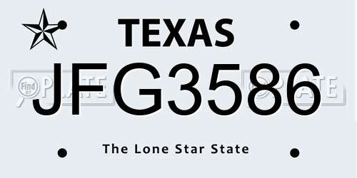 JFG3586 Texas License Plate