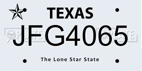 JFG4065 Texas License Plate