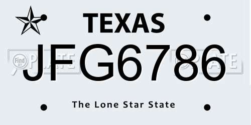 JFG6786 Texas License Plate