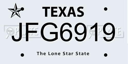 JFG6919 Texas License Plate