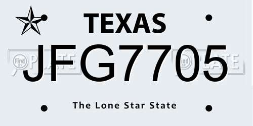 JFG7705 Texas License Plate