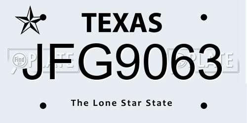 JFG9063 Texas License Plate
