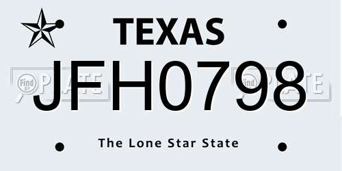 JFH0798 Texas License Plate