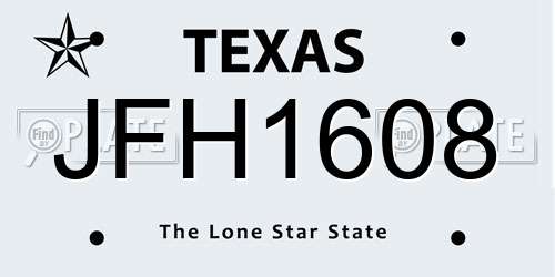JFH1608 Texas License Plate