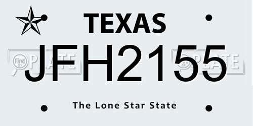 JFH2155 Texas License Plate