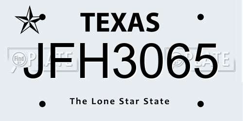 JFH3065 Texas License Plate