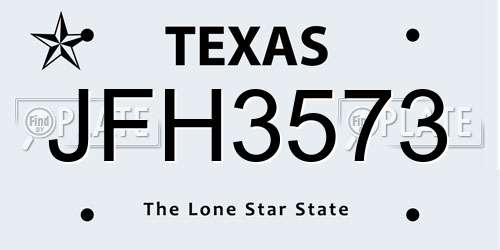JFH3573 Texas License Plate