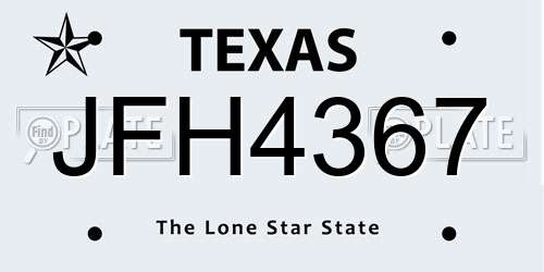 JFH4367 Texas License Plate