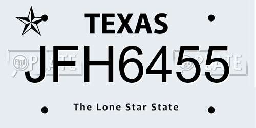 JFH6455 Texas License Plate